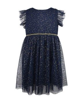 Popatu Navy Dress with Gold Star Tulle, size 4T